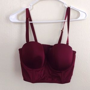 H&M Burgundy Long Line Corset Convertible Bra 36D
